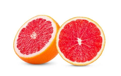 Grapefruit with slice on white background Stock Photos