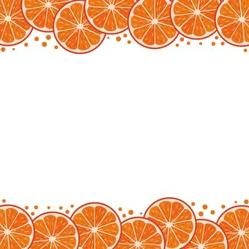 Grapefruit slices frame background with citrus fruit circles and dots in fl.. Stock Illustration