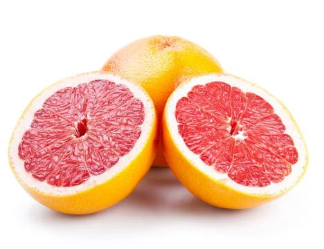 Grapefruit with slices isolated on white Stock Photos