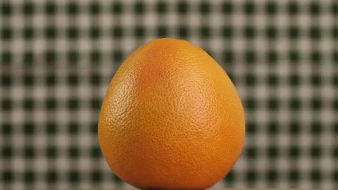 Grapefruit spinning on checkered background Stock Footage 273834565