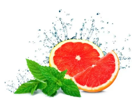 Grapefruit splash and water Stock Photos