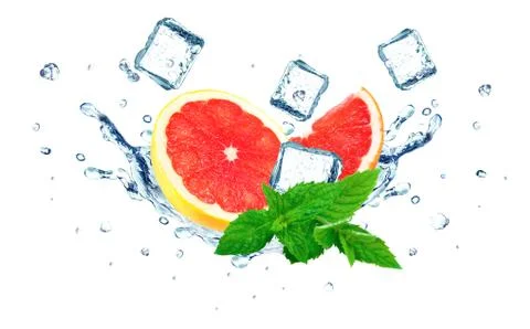 Grapefruit splash water Foto stock