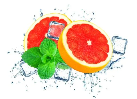 Grapefruit splash water Stock Photos