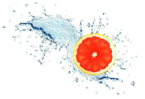Grapefruit splash water Stock Photos