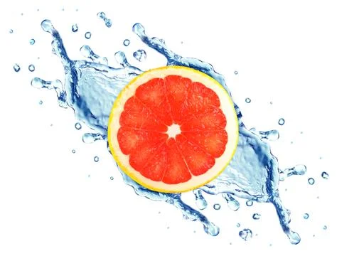 Grapefruit splash on white background Stock Photos