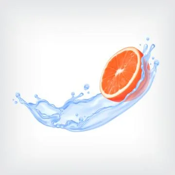 Grapefruit with water Stock Illustration