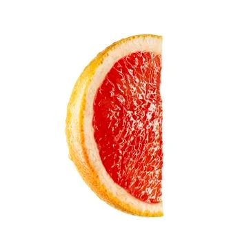 Grapefruit wedge on white background. Stockfoto's