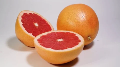 Grapefruit On White Backgroung Video stock 97290725