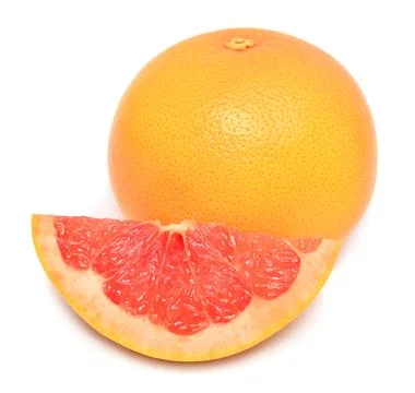 Grapefruit whole and slice isolated on white background Stock Photos