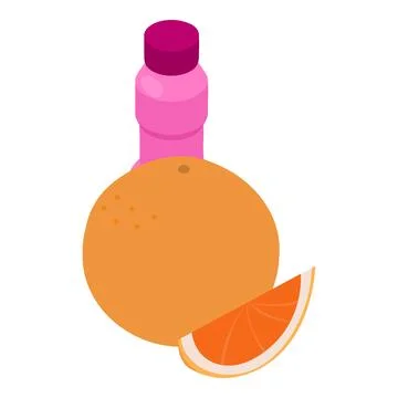 Grapefruit yogurt icon isometric vector. Fresh ripe grapefruit and yogurt bottle 库存插图