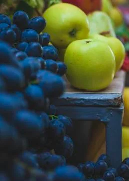 Grapes and apple	 Stock Photos