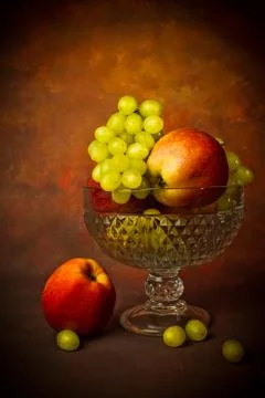 Grapes and apples Stock Photos