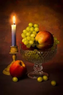 Grapes and apples Stock Photos