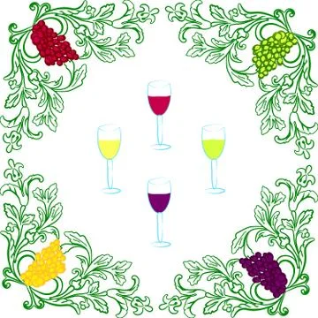 Grapes and wine Illustrazione stock