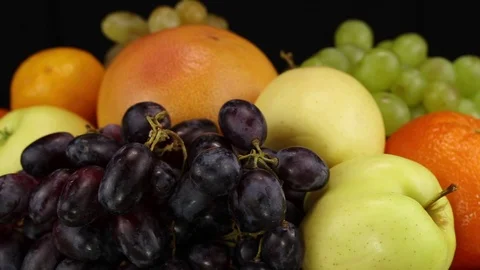 Grapes, apples, grapefruit and orange Stock Footage 124249247