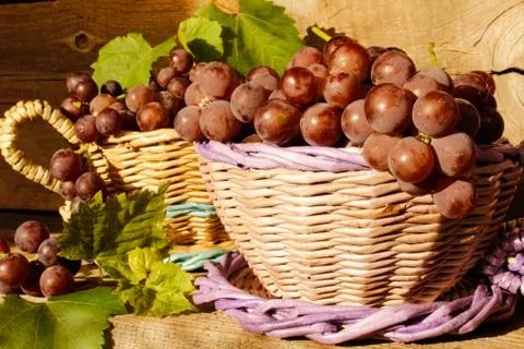 Grapes in a basket Stock Photos