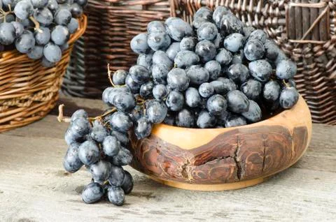 Grapes in baskets Stock Photos