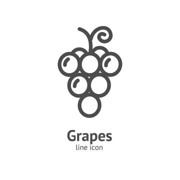 Grapes Berry Black Thin Line Icon Concept. Vector Stock Illustration