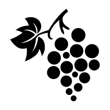 Grapes black vector icon on white background Stock Illustration