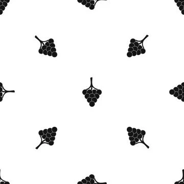 Grapes on the branch pattern seamless black Stock Illustration