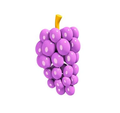 Grapes bunch purple fruit vector 3d icon. 스톡 일러스트