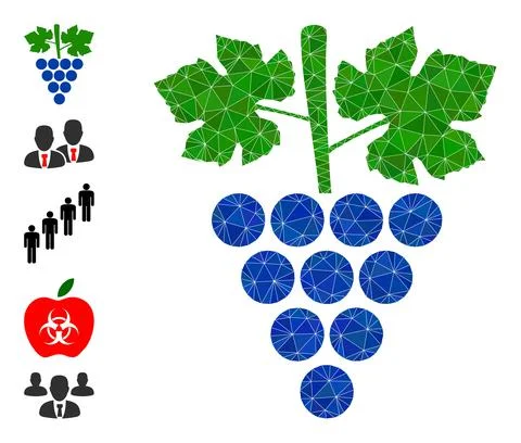 Grapes Bunch Triangle Icon and Other Icons Stock Illustration