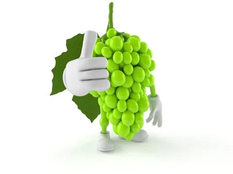 Grapes character with thumbs up gesture Stock Illustration