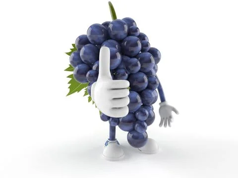 Grapes character with thumbs up Stock Illustration