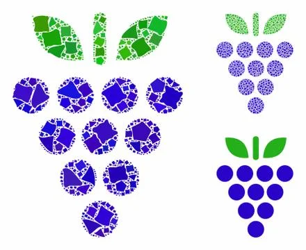 Grapes Composition Icon of Tuberous Pieces Stock Illustration