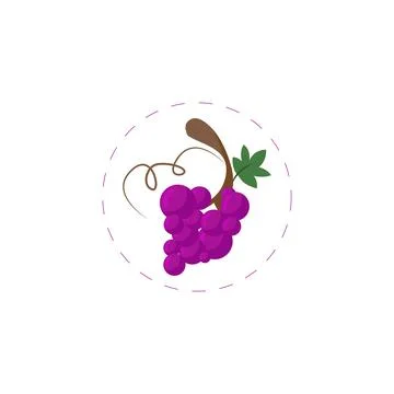 Grapes flat illustration on white background Illustrazione stock