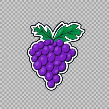 Grapes in a flat style isolated. The icon, a symbol of the fruit on transparent Stock Illustration