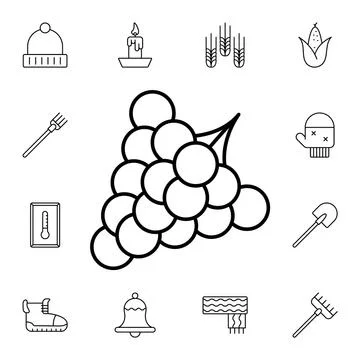Grapes flat vector icon in autumn pack Stock Illustration