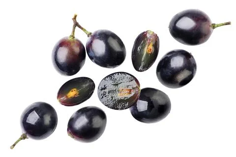Grapes flying on a white background. Isolated Stock Photos