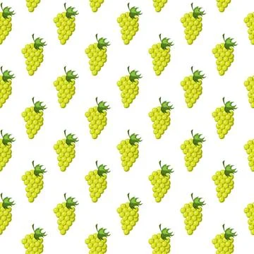 Grapes fruit flat seamless pattern on white background. Stock Illustration