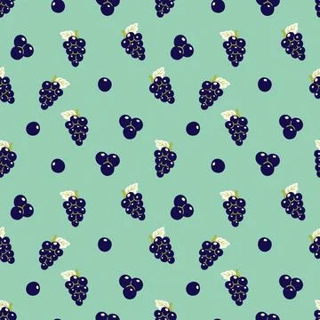 Grapes Fruit Pattern with Green Background Stock Illustration