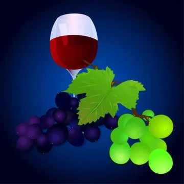 Grapes with a glass Stock Illustration