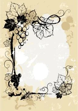 Grapes grunge background Stock Illustration