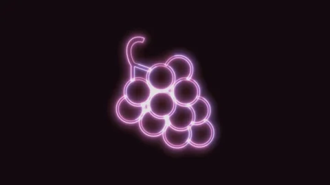 Grapes Icon Neon Seamless Loop with Black Background 4K Stock Footage 311302041