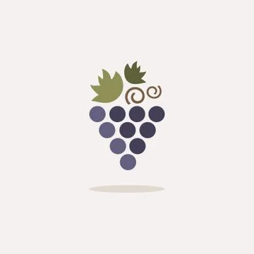 Grapes. Icon with shadow on a beige background. Fruit vector illustration Stock Illustration
