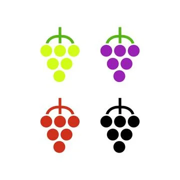 Grapes icons set. Vector flat one and two colors pictograms isolated on white Stock Illustration