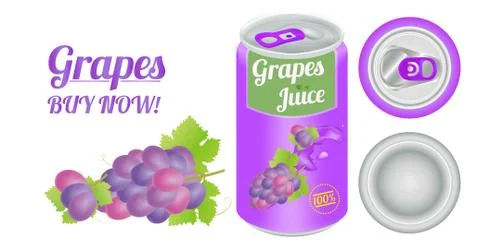 Grapes juice can Stock Illustration