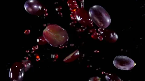Grapes with juice flies to the camera Stock Footage 88492813