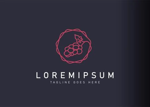 Grapes logo design. Icon vector illustration of red wine grapes with circular Иллюстрация