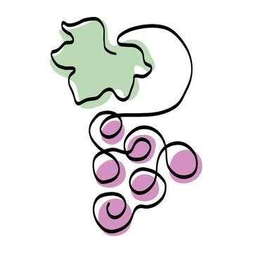 Grapes one line artistic vector illustration Stock Illustration
