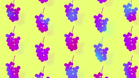 Grapes pattern in vibrant gradient holographic neon colors. Concept art. Minimal Stock Footage 167486308