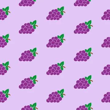 Grapes pattern on violet background Stock Illustration