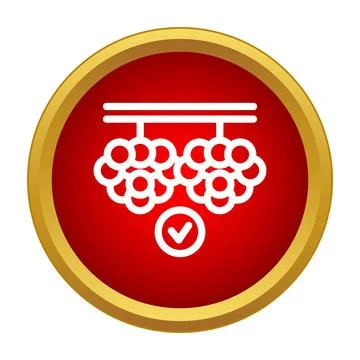 Grapes quality check mark red circle icon Stock Illustration