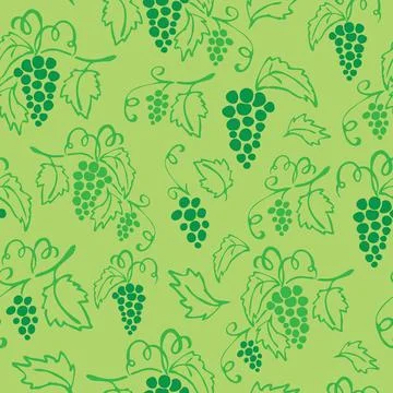 Grapes seamless pattern on green background Stock Illustration
