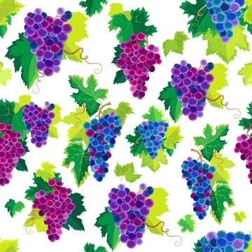 Grapes Seamless Pattern Stock Illustration