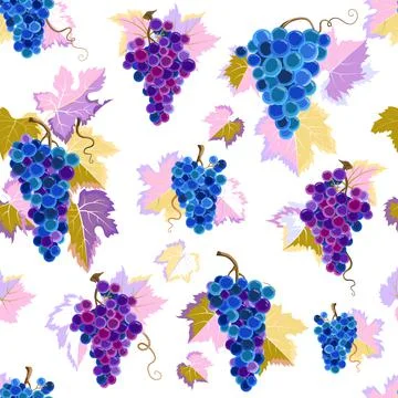 Grapes Seamless Pattern Stock Illustration